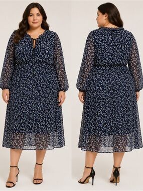 NWT Studio Untold Floral Chiffon Maxi Dress Plus Size 24